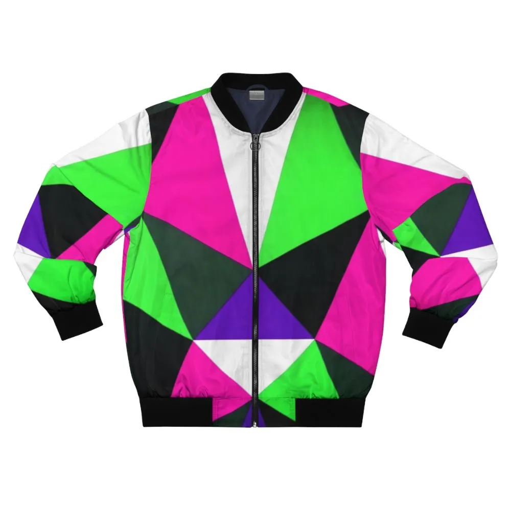 80s Color Block Neon Bomber Jacket - Bold, Vibrant, Trending