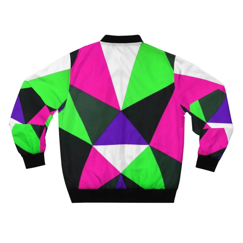 80s Color Block Neon Bomber Jacket - Bold, Vibrant, Trending