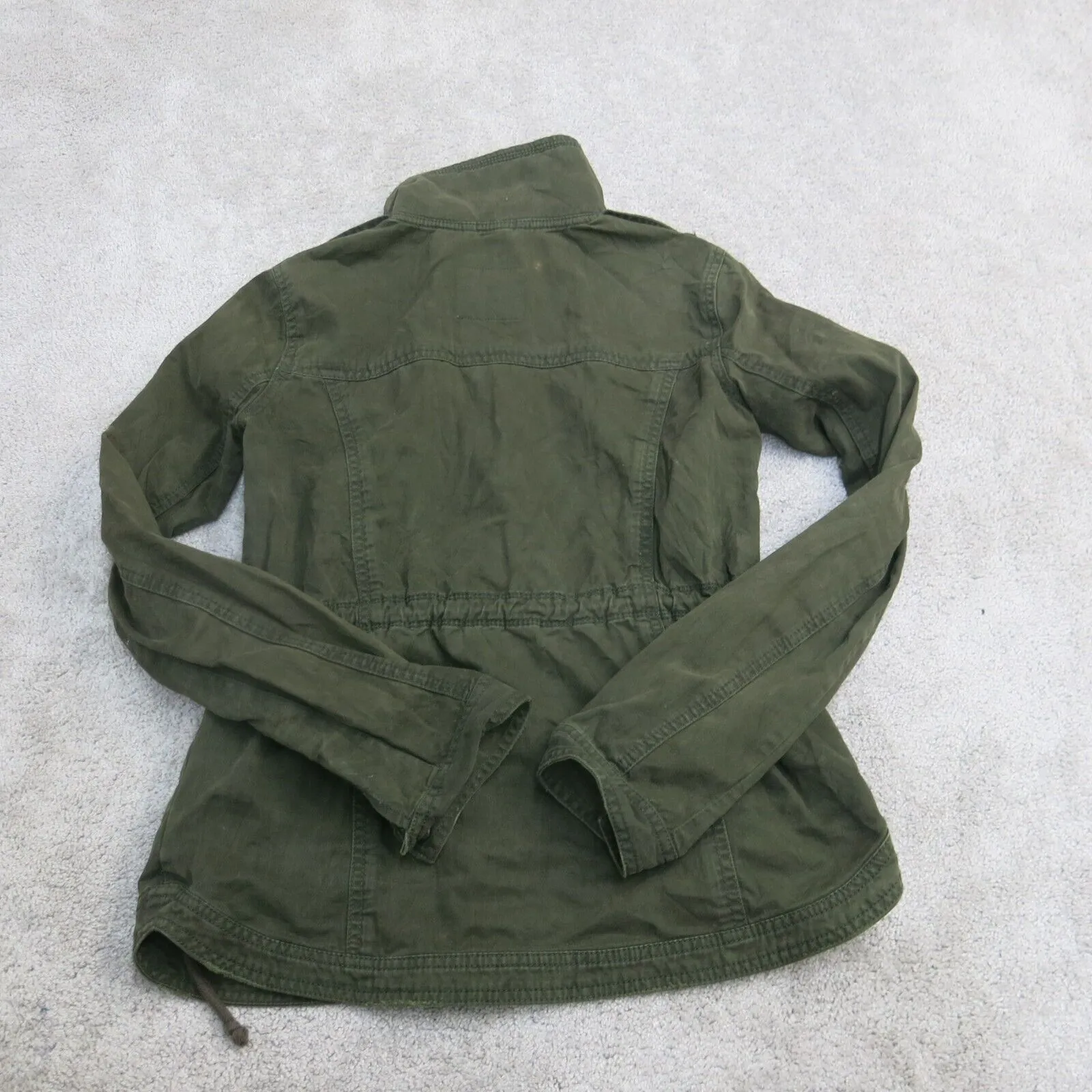 Abercrombie & Fitch Jacket Women X Small Olive Green Snap Button Military Jacket