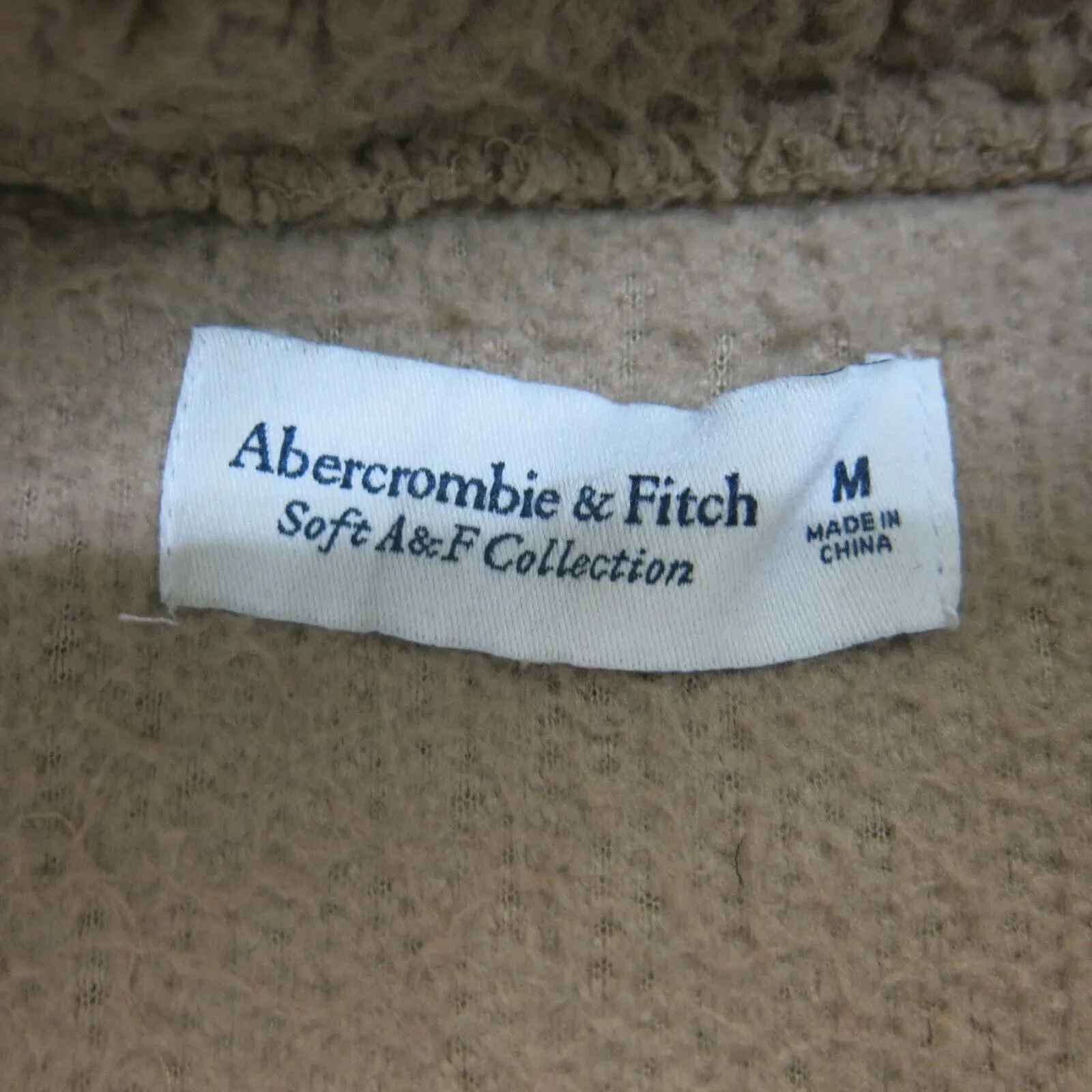 Abercrombie & Fitch Jacket Womens Medium Brown Fleece 1/4 Zip Round Hem Pockets