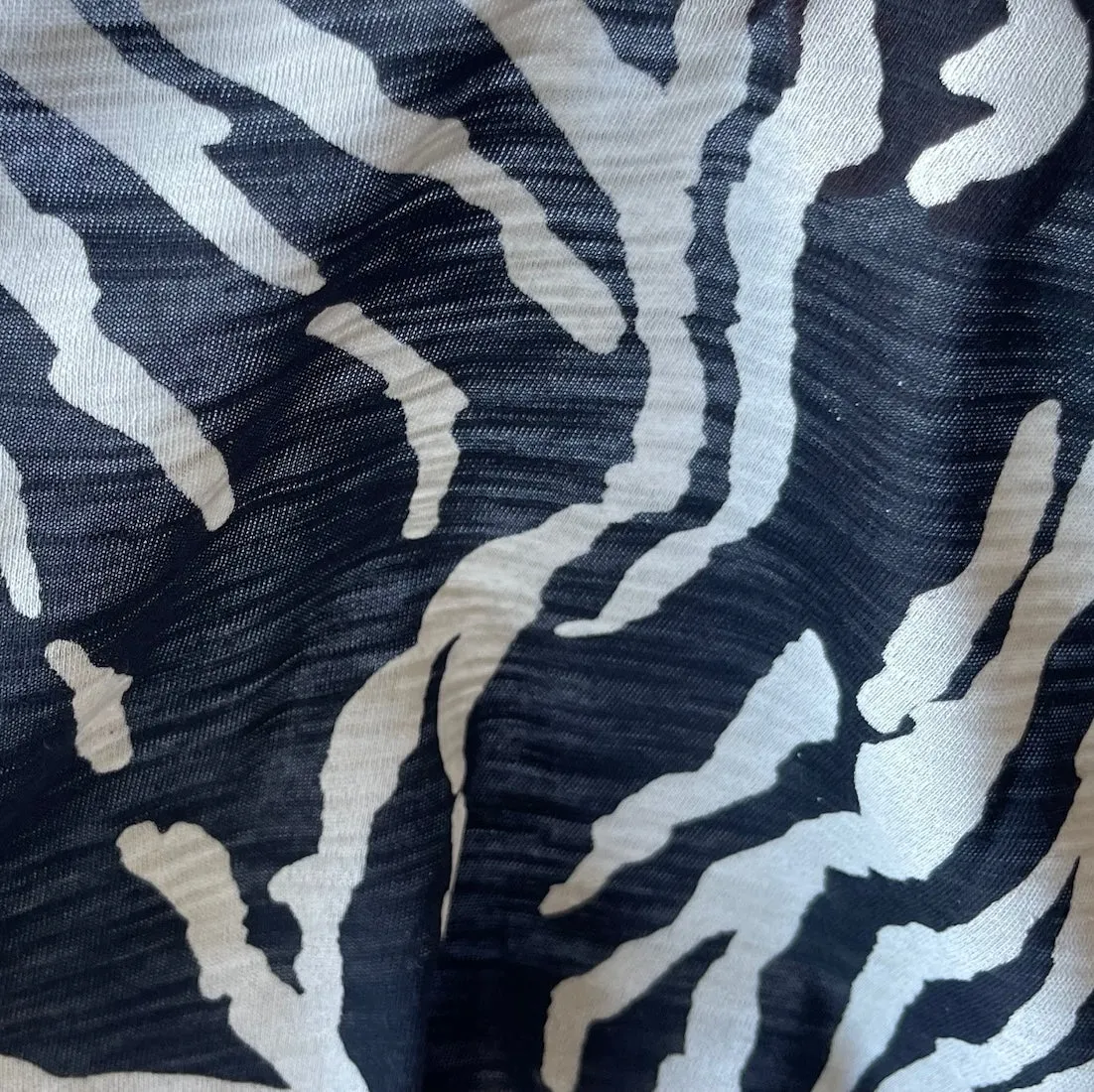 Airy Black & Sand Organic Zebra Markings Cotton Tissue Jersey Knit (Made in Japan)