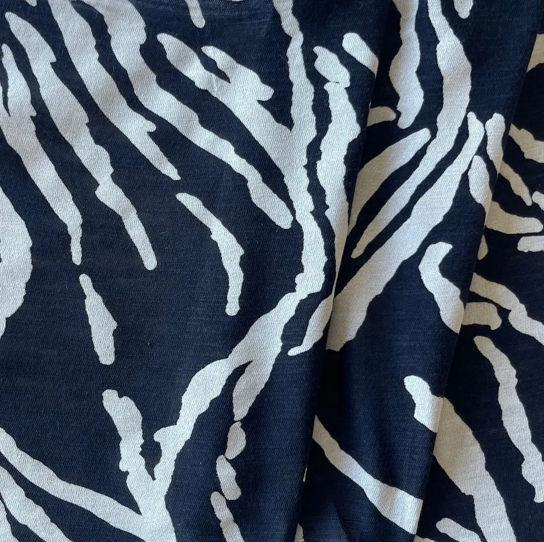 Airy Black & Sand Organic Zebra Markings Cotton Tissue Jersey Knit (Made in Japan)