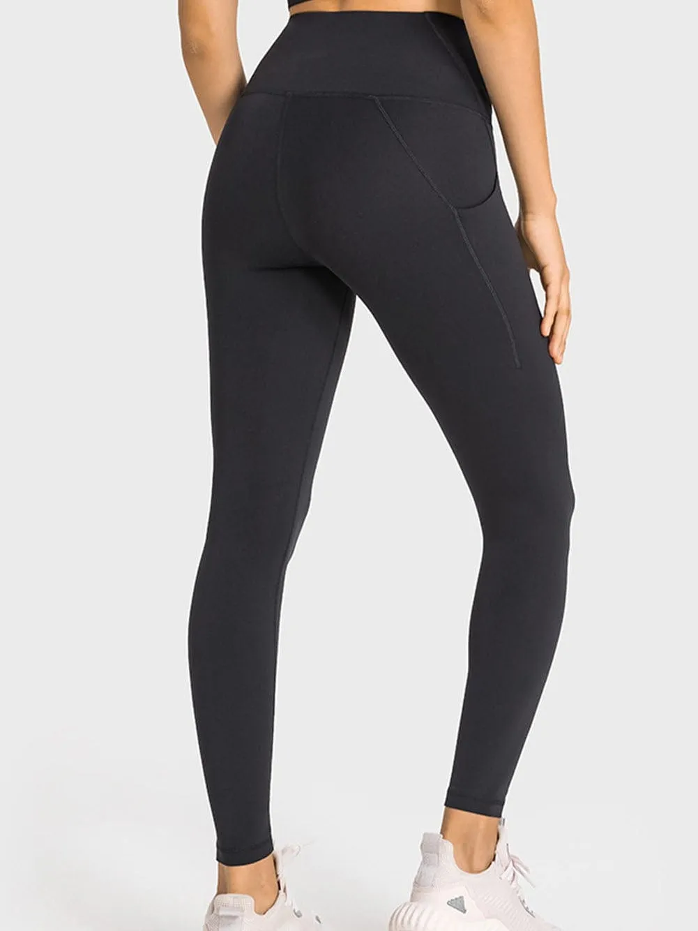 Black High Waist Yoga Leggings with Side Pockets