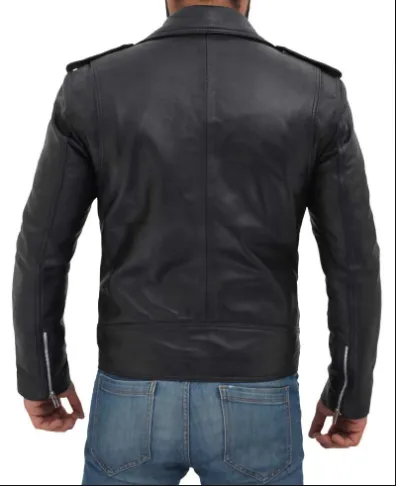 Brando Motorcycle Men's Black Asymmetrical Leather Jacket