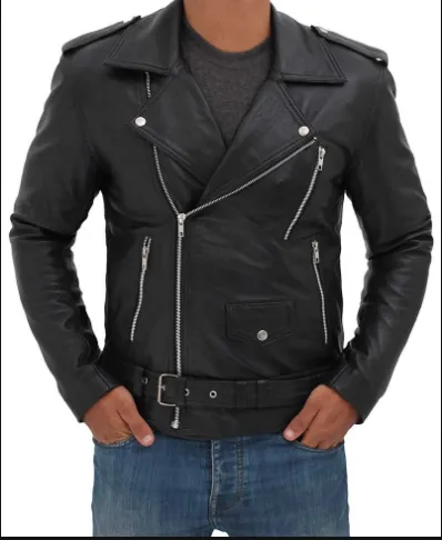 Brando Motorcycle Men's Black Asymmetrical Leather Jacket