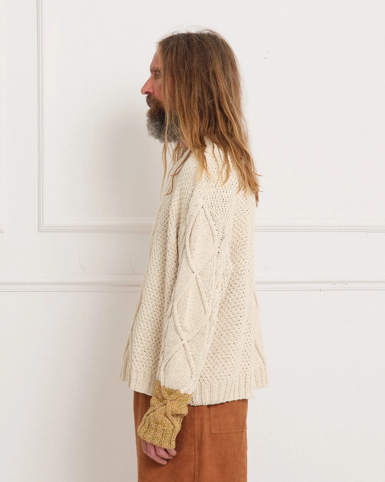 Cable Knit Jumper - Ecru Darn-Knit