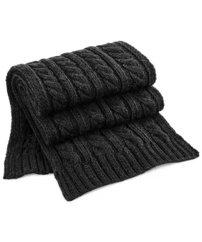 Cable knit melange scarf | Black