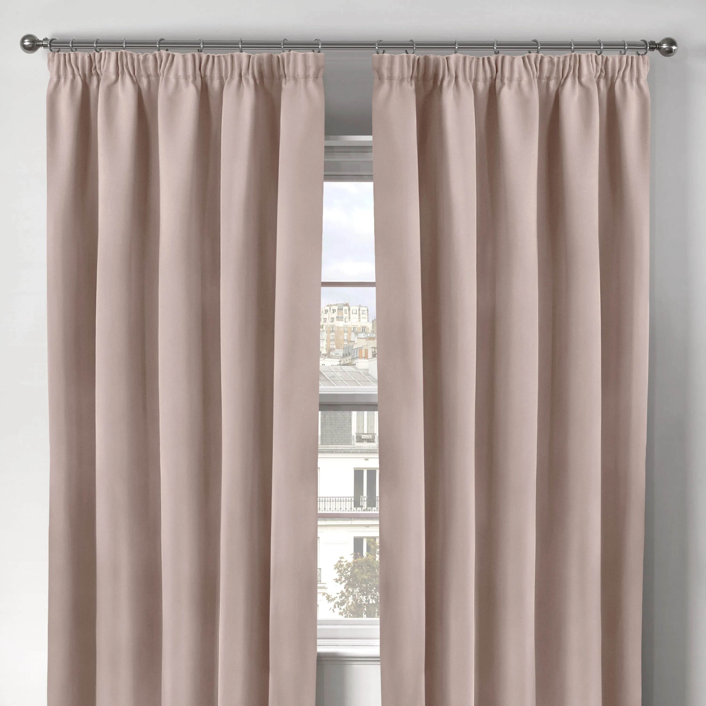 Cali Blush Pink Thermal Blackout Pencil Pleat Curtains