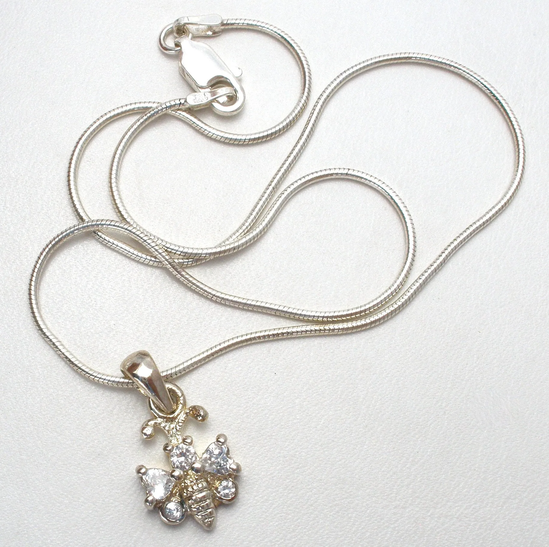 Child's Sterling Silver 12" Necklace with Bee Pendant