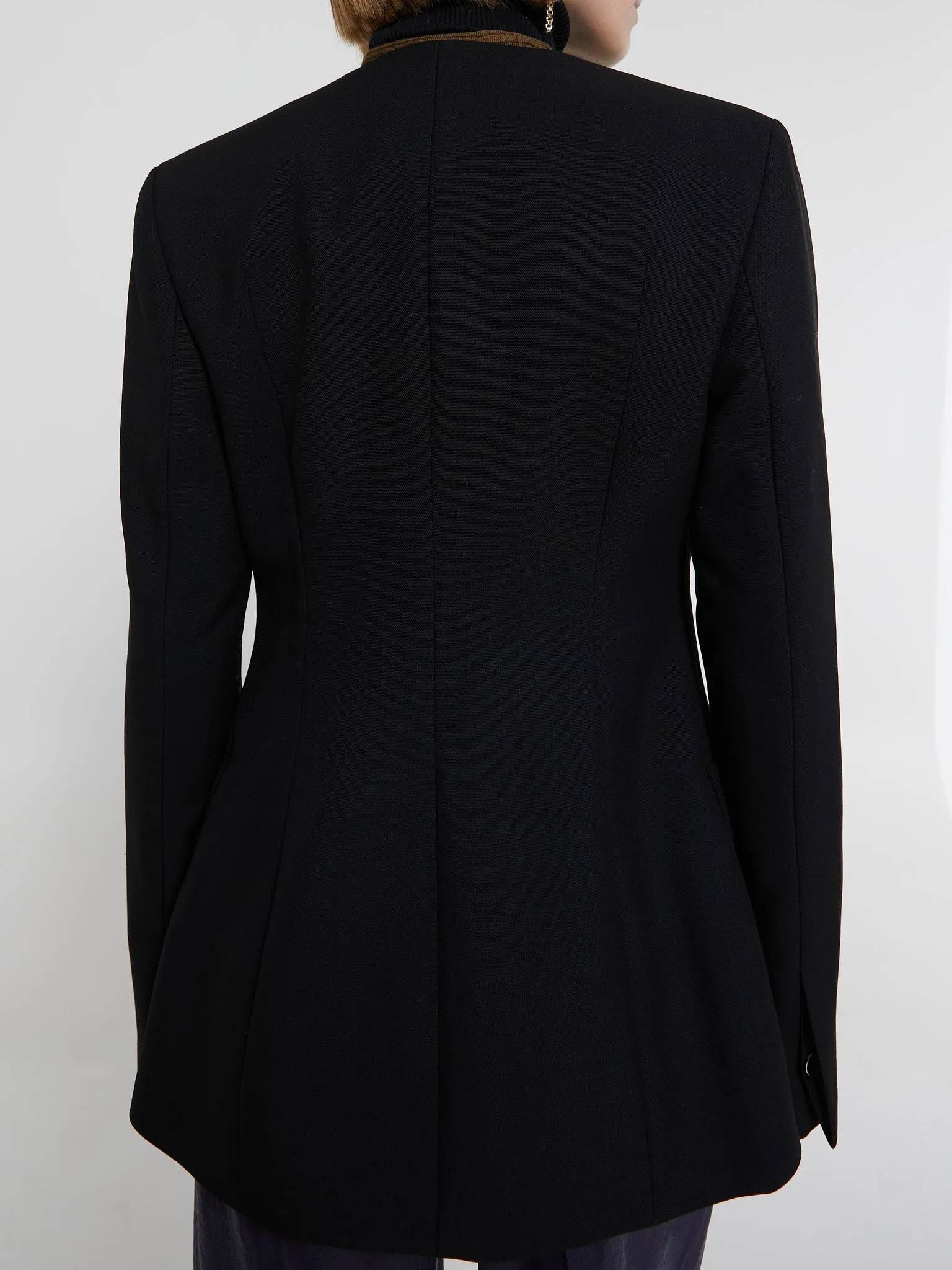 Collarless Cinched Jacket in Black