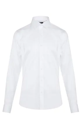 Comfort Fit Long Sleeve Cotton White Dress Shirt