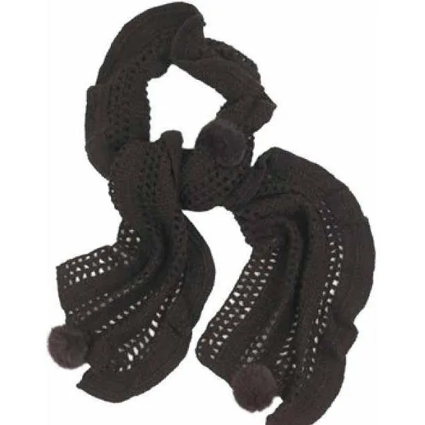 Crochet & Rabbit Fur Scarf - Black