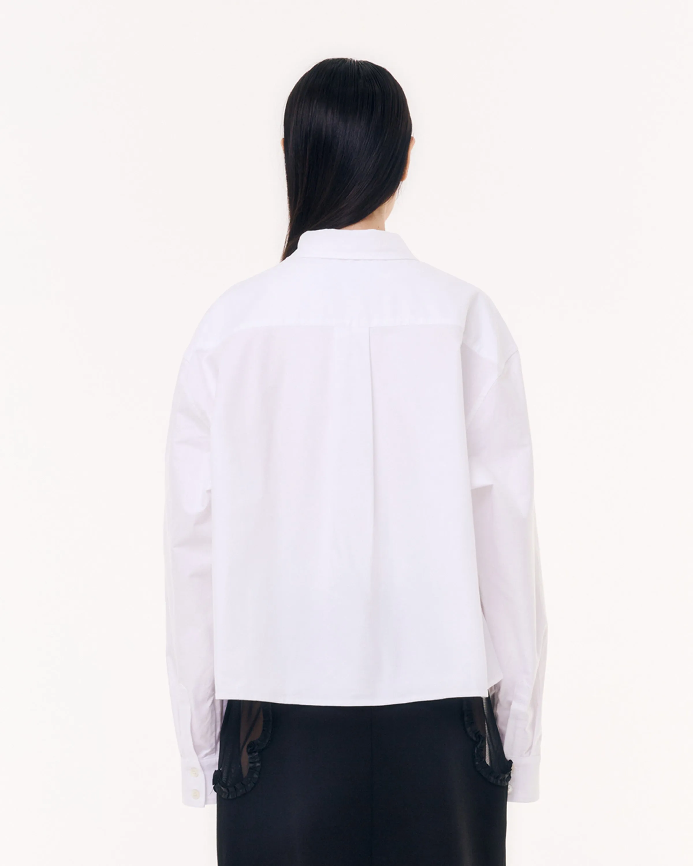 CROP TIE PLACKET DRESS SHIRT