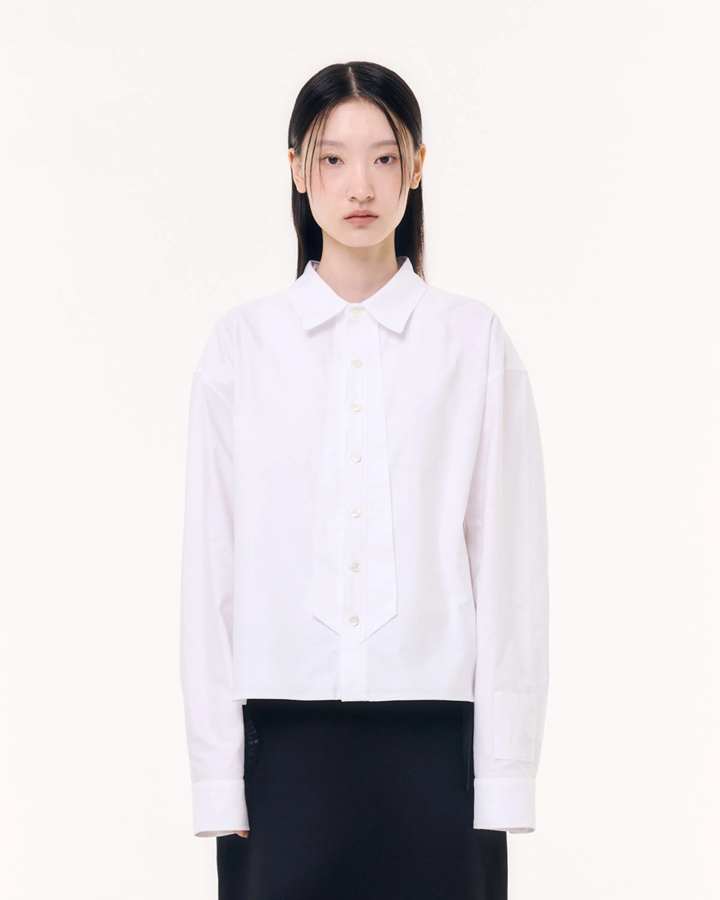 CROP TIE PLACKET DRESS SHIRT