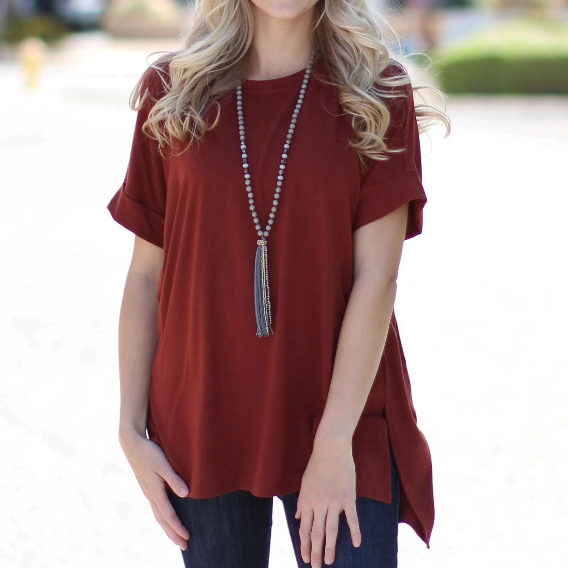 Cuffed Side Slit Tunic