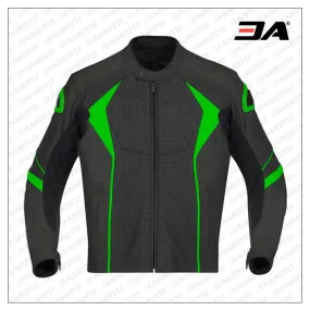 Custom Green And Black Motorcycle Leather Jacket