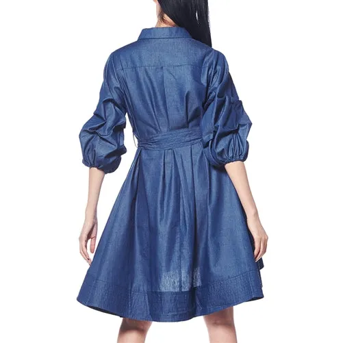 Denim Hi- Lo Chambray Shirt Dress