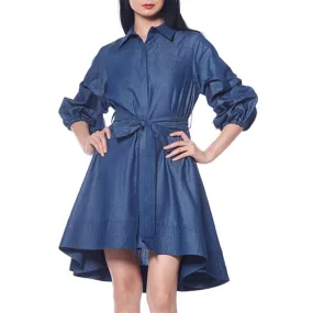 Denim Hi- Lo Chambray Shirt Dress