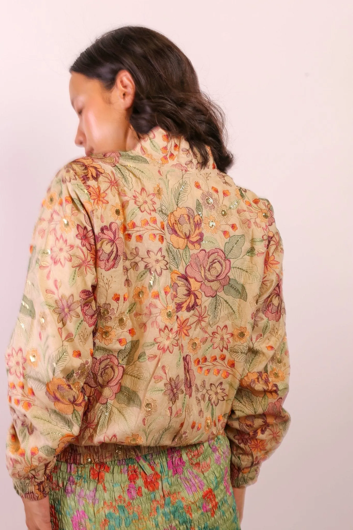 EMBROIDERED SILK BOMBER JACKET HANE