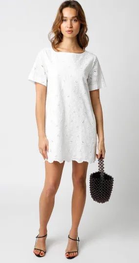 Eyelet Short Sleeve Shift Dress