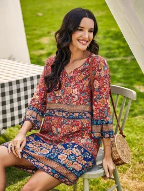 Floral &amp; Tribal Print Tunic Dress