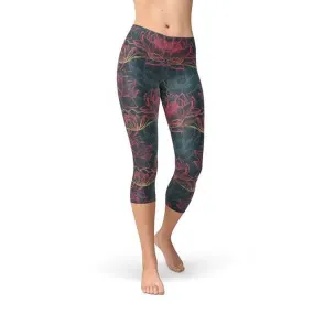 Floral Fusion Women's Performance Capri Leggings