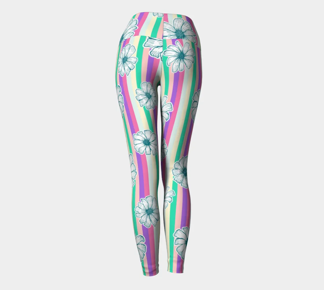 Floral Striped Yoga Leggings