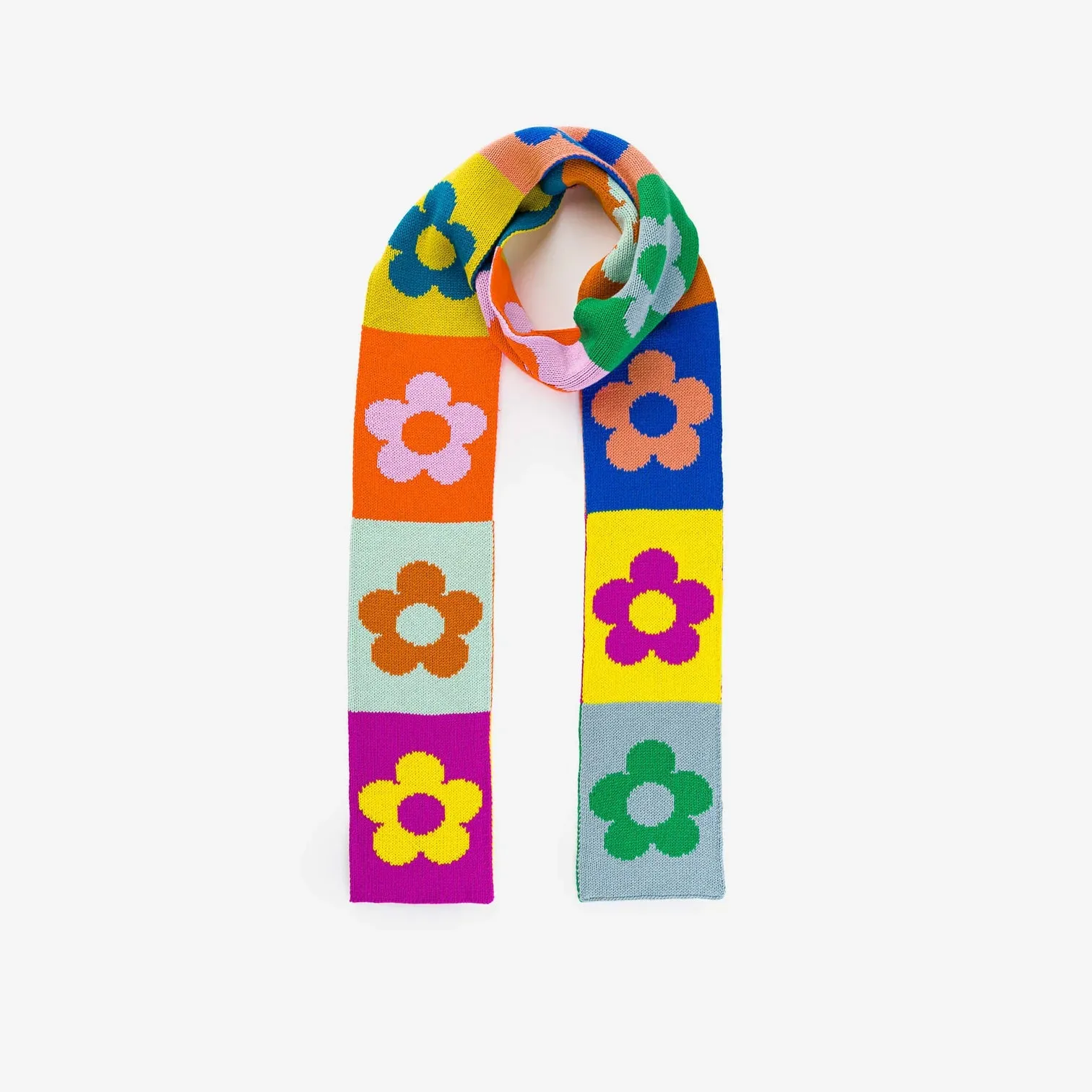 Flower Block Skinny Scarf