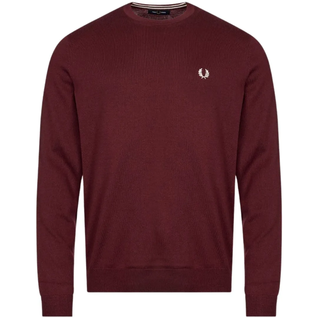 Fred Perry Ox Blood V Neck Burgundy Jumper