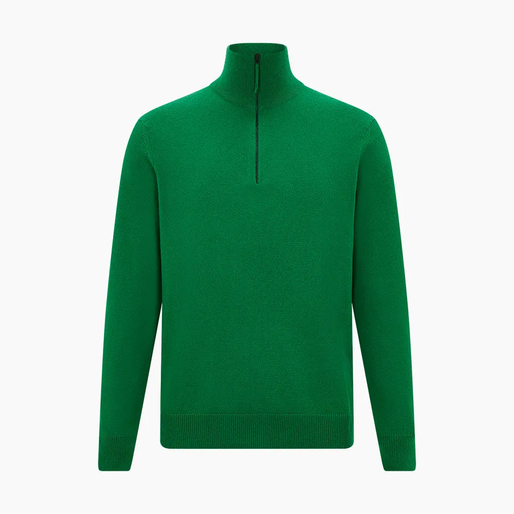 Grass Green Half-Zip Cashmere Jumper