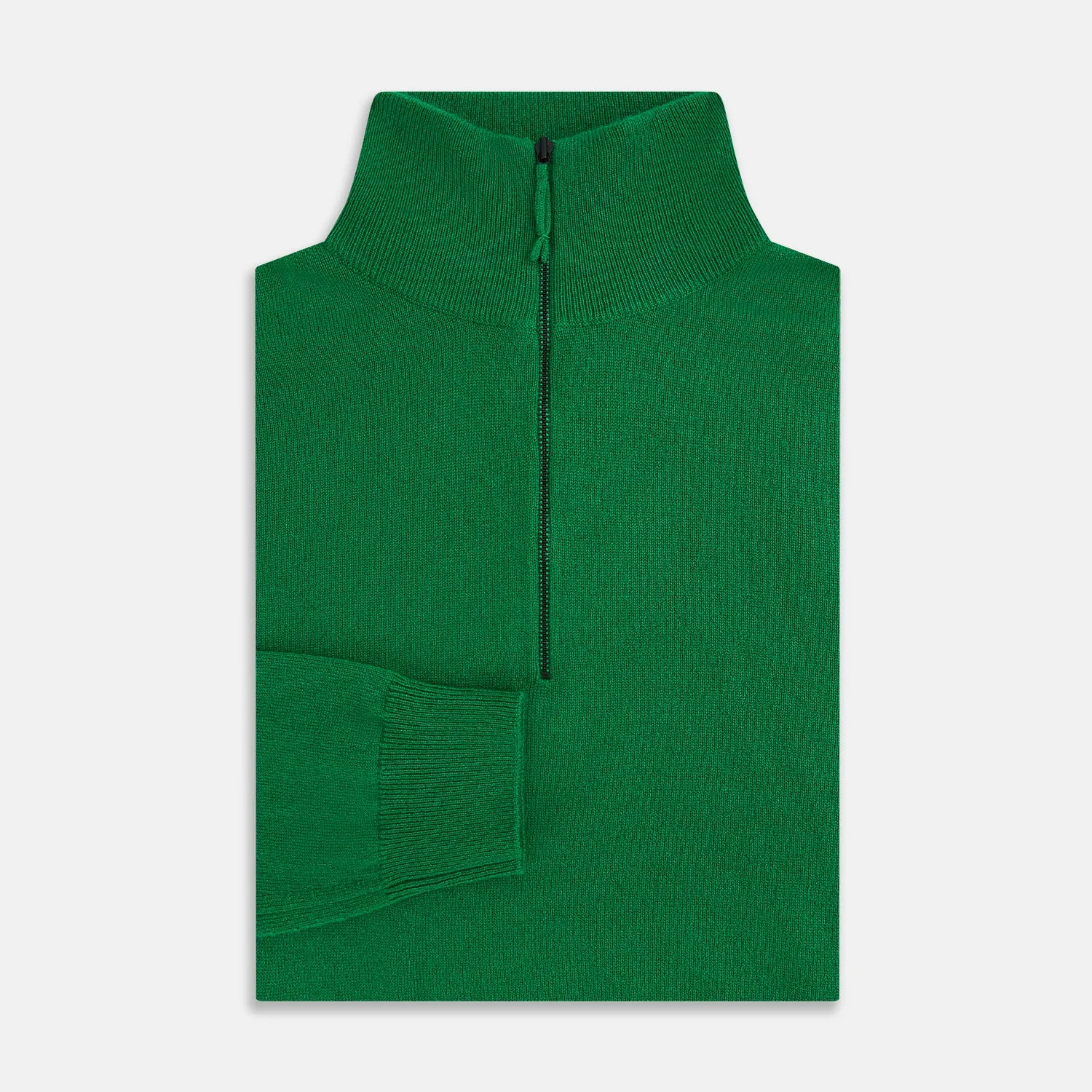 Grass Green Half-Zip Cashmere Jumper