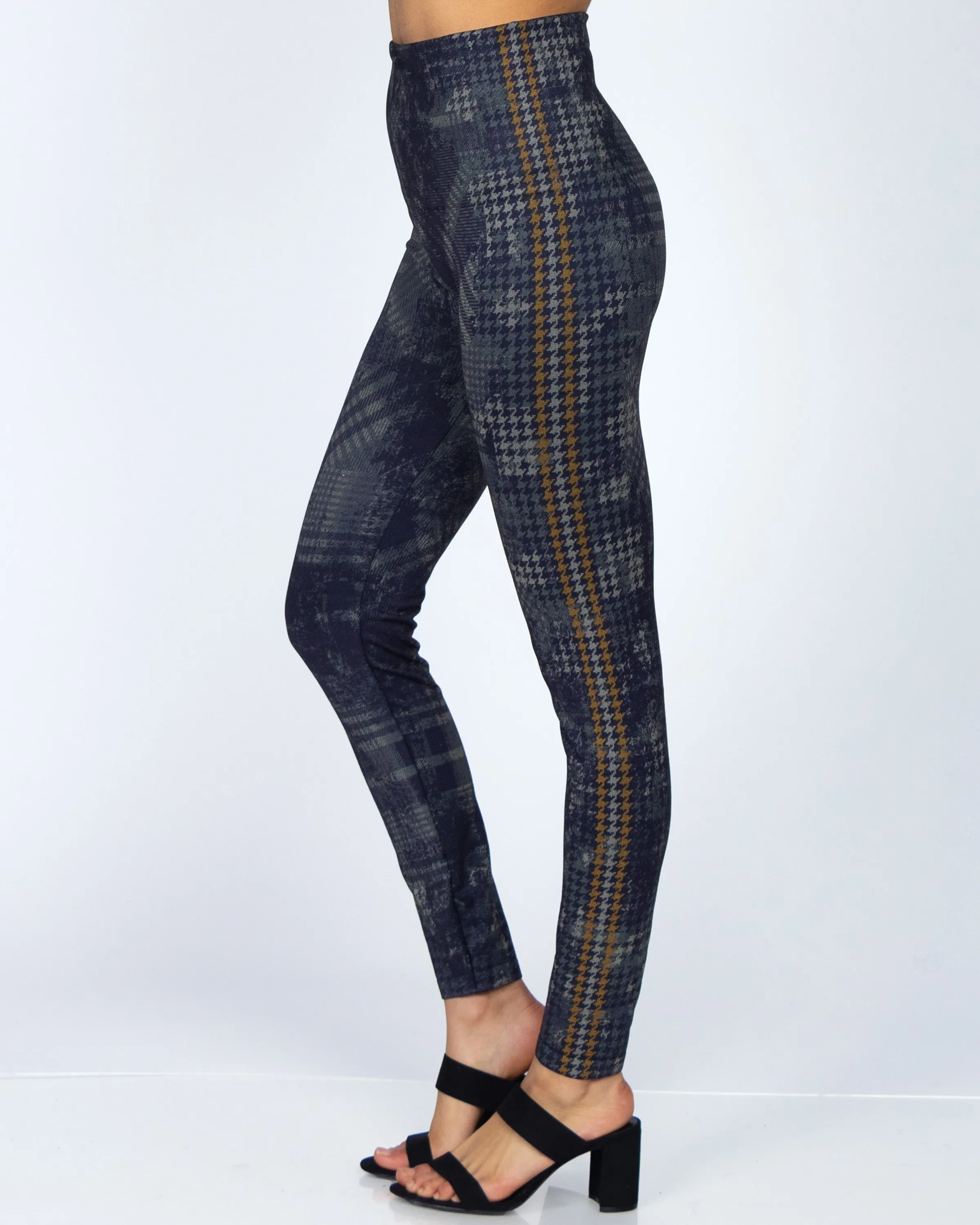 Houndstooth Racerstripe Print Leggings