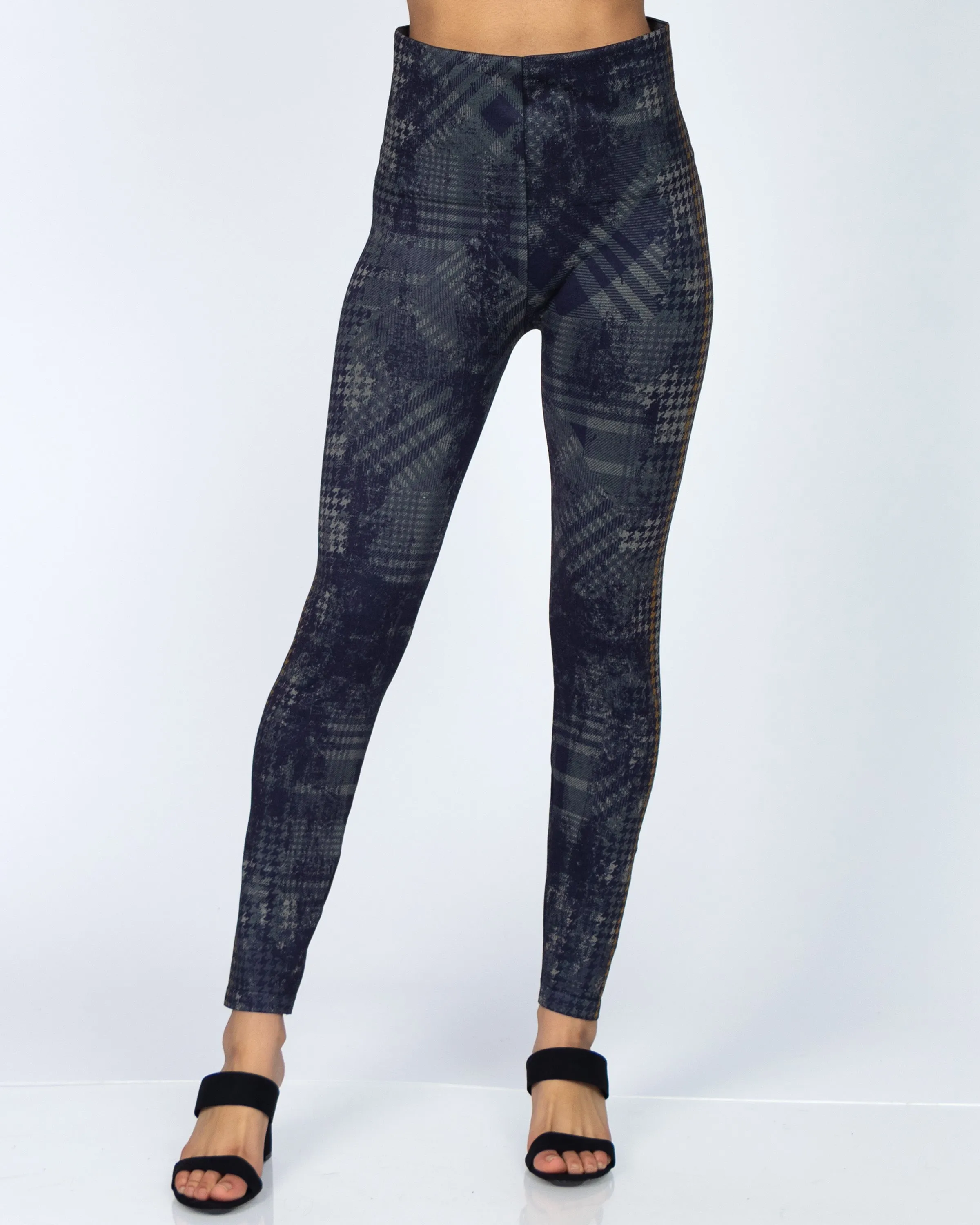 Houndstooth Racerstripe Print Leggings