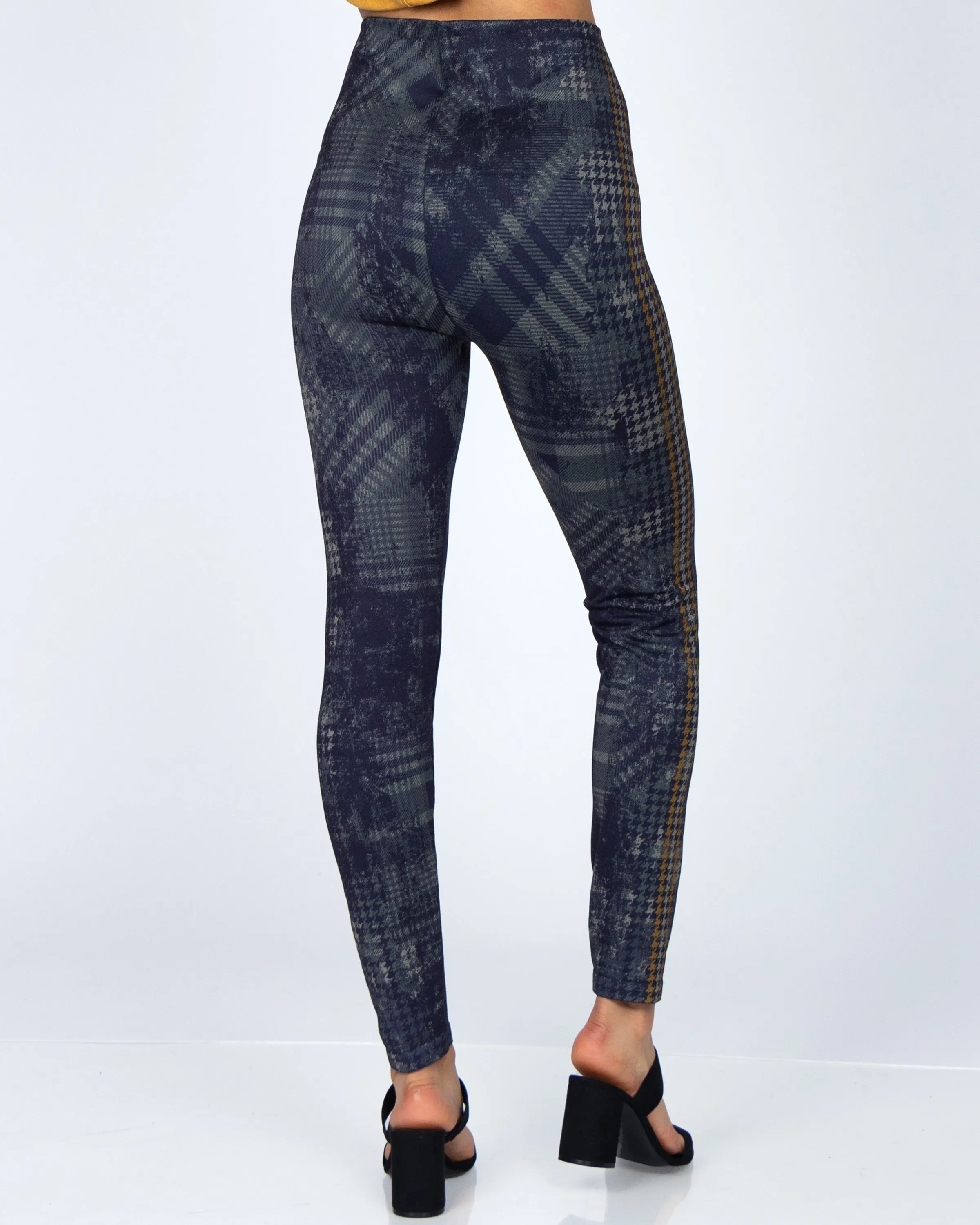 Houndstooth Racerstripe Print Leggings