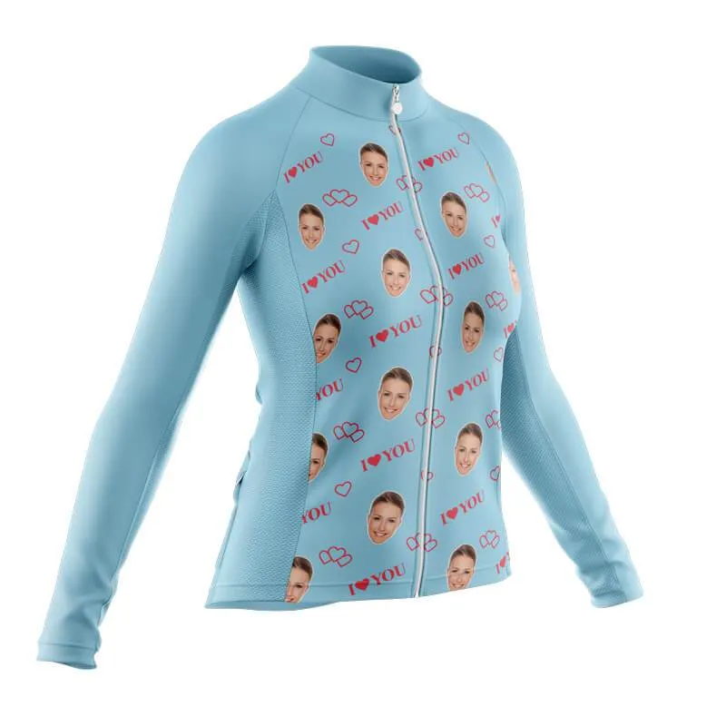 I love you Custom Face Thermal Club Jersey (blue)