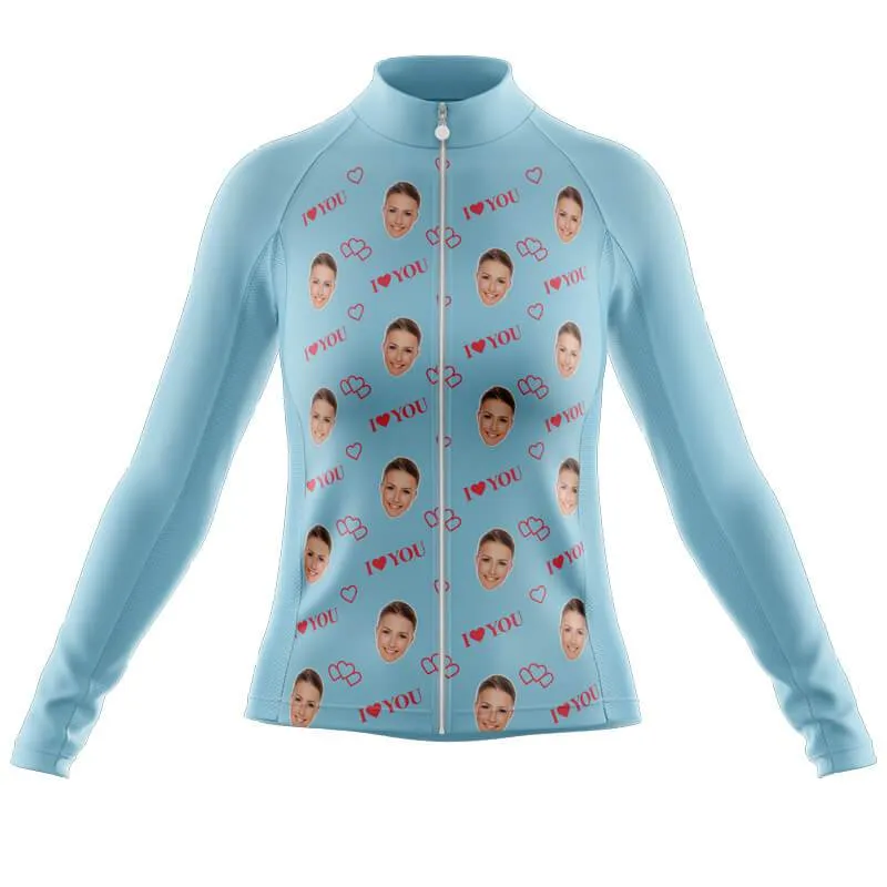 I love you Custom Face Thermal Club Jersey (blue)