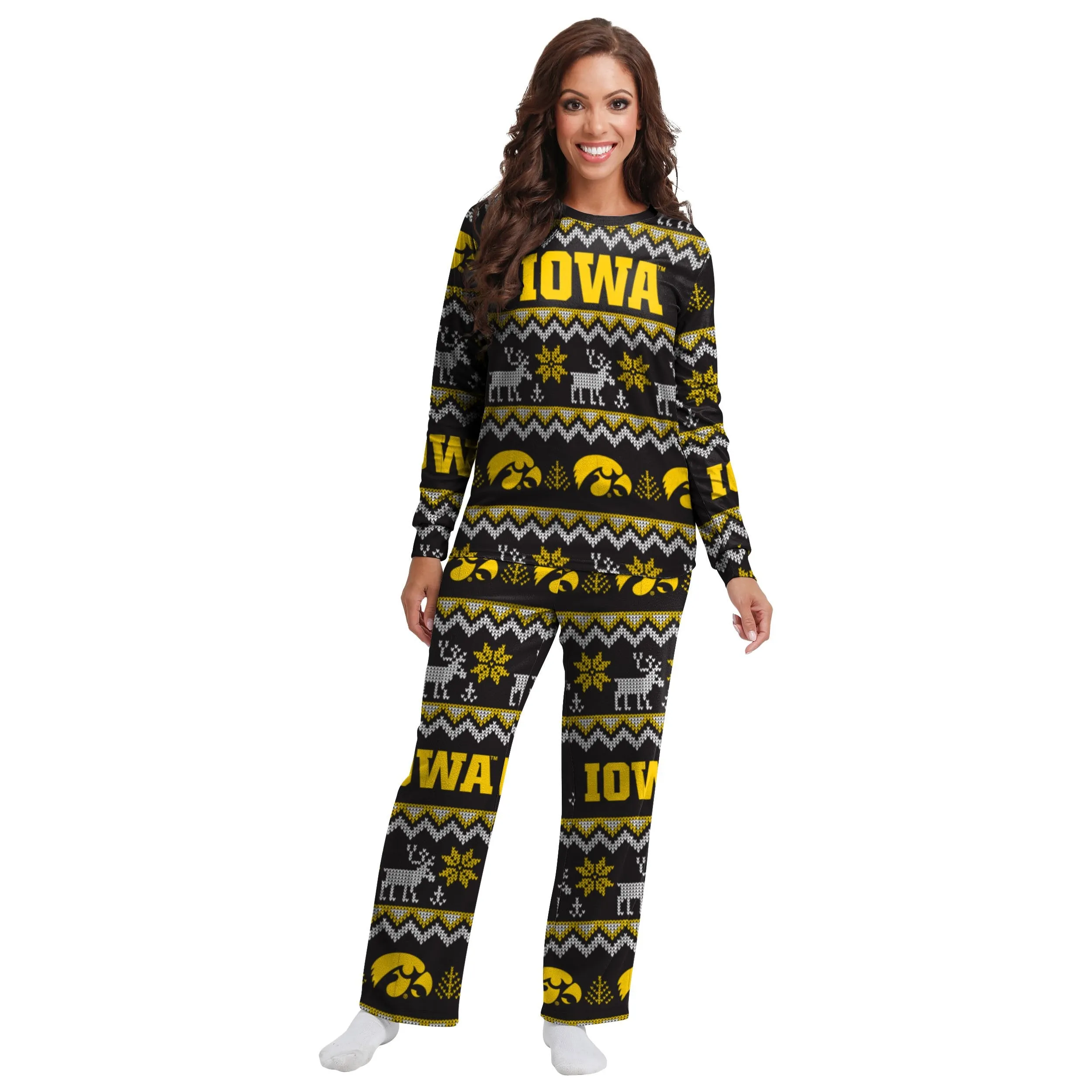 Iowa Hawkeyes NCAA Ugly Pattern Family Holiday Pajamas