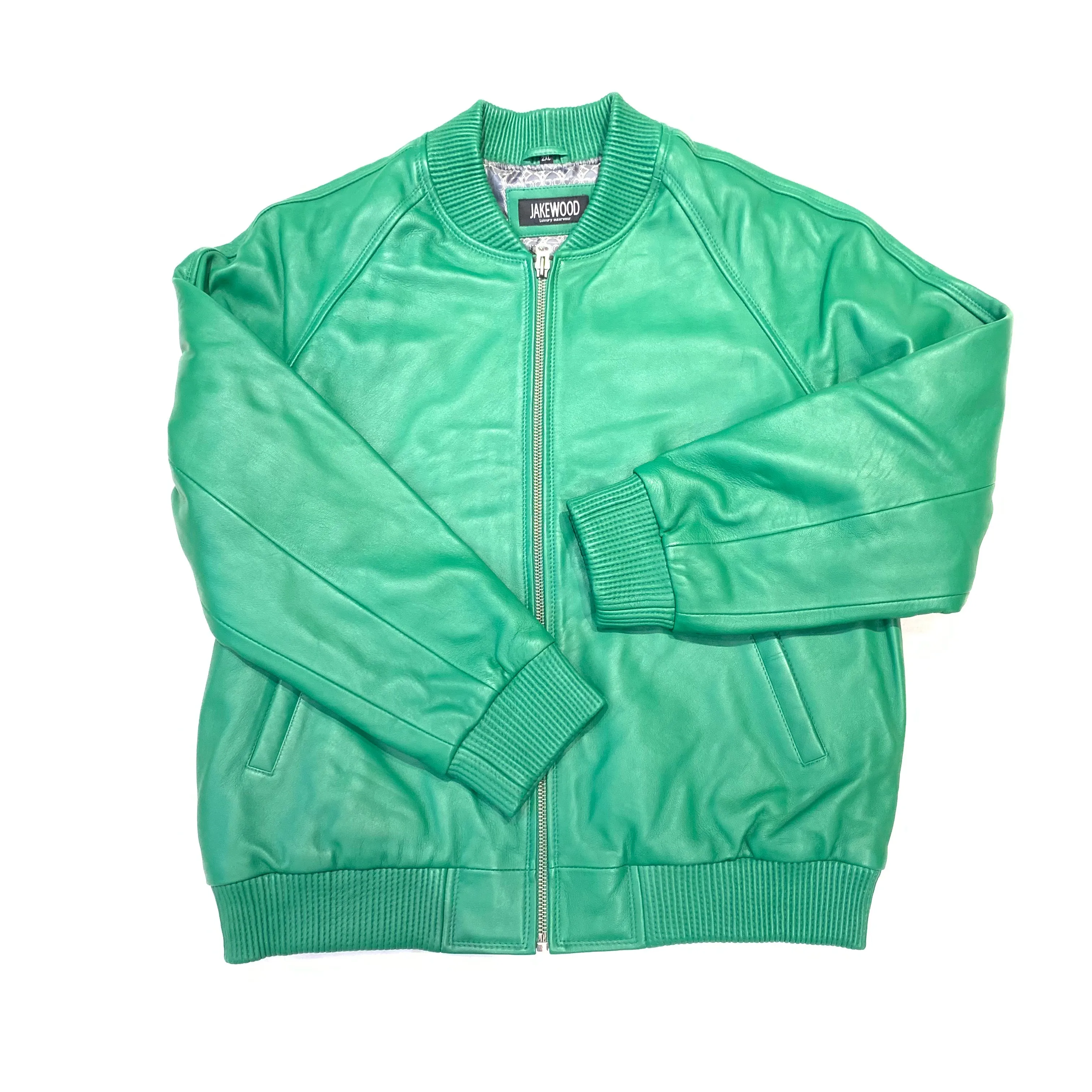 Kashani Mint Green Lambskin Varsity Jacket