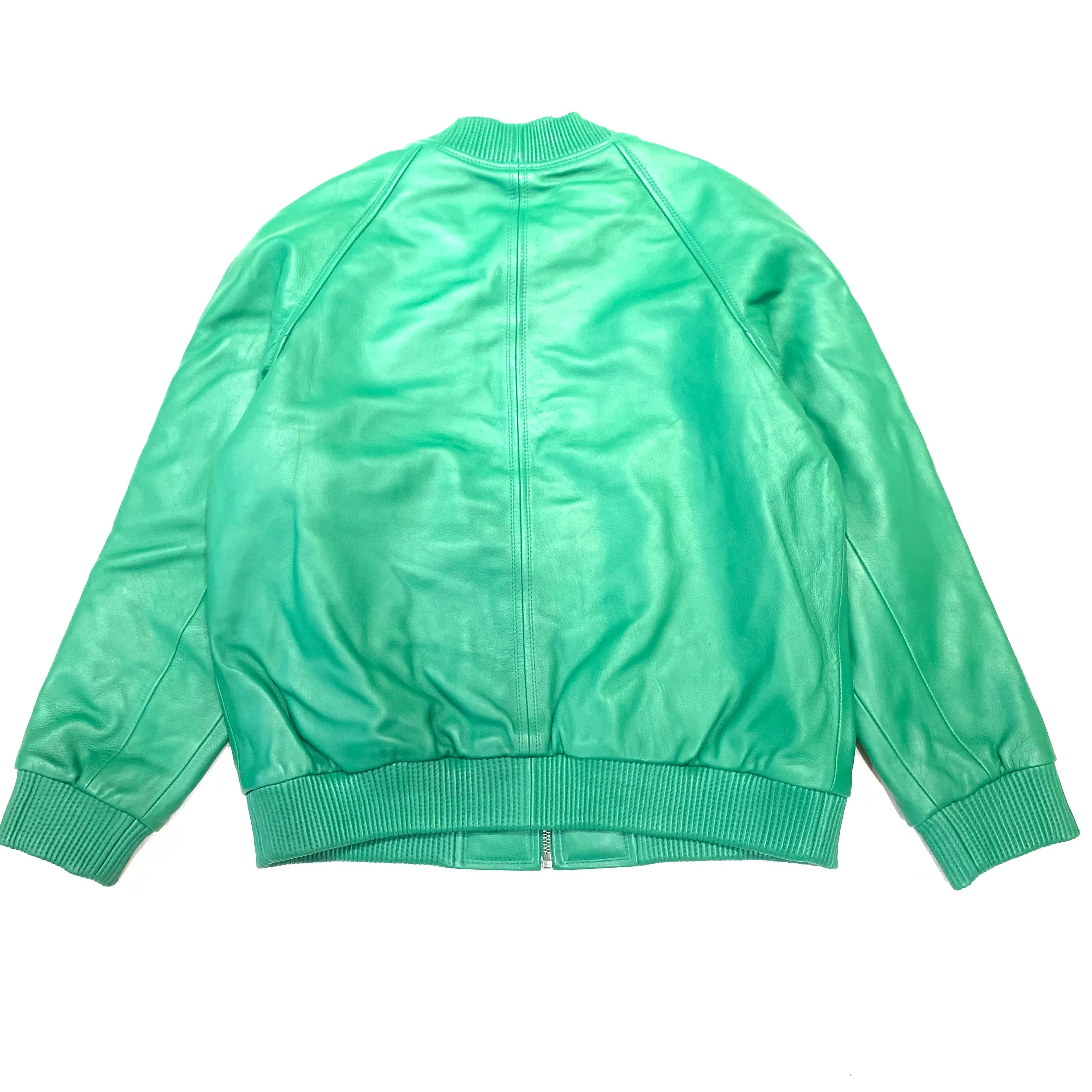 Kashani Mint Green Lambskin Varsity Jacket