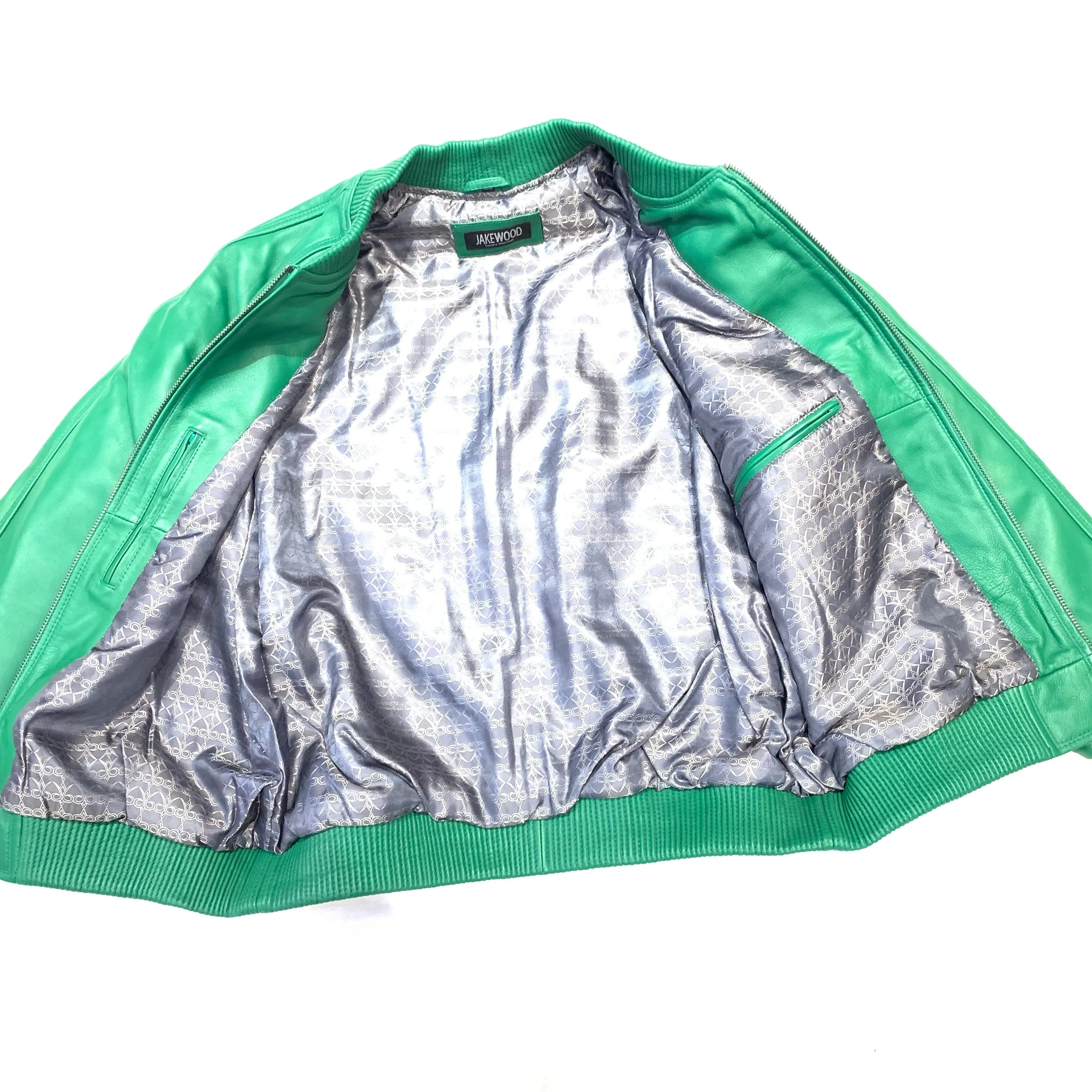 Kashani Mint Green Lambskin Varsity Jacket