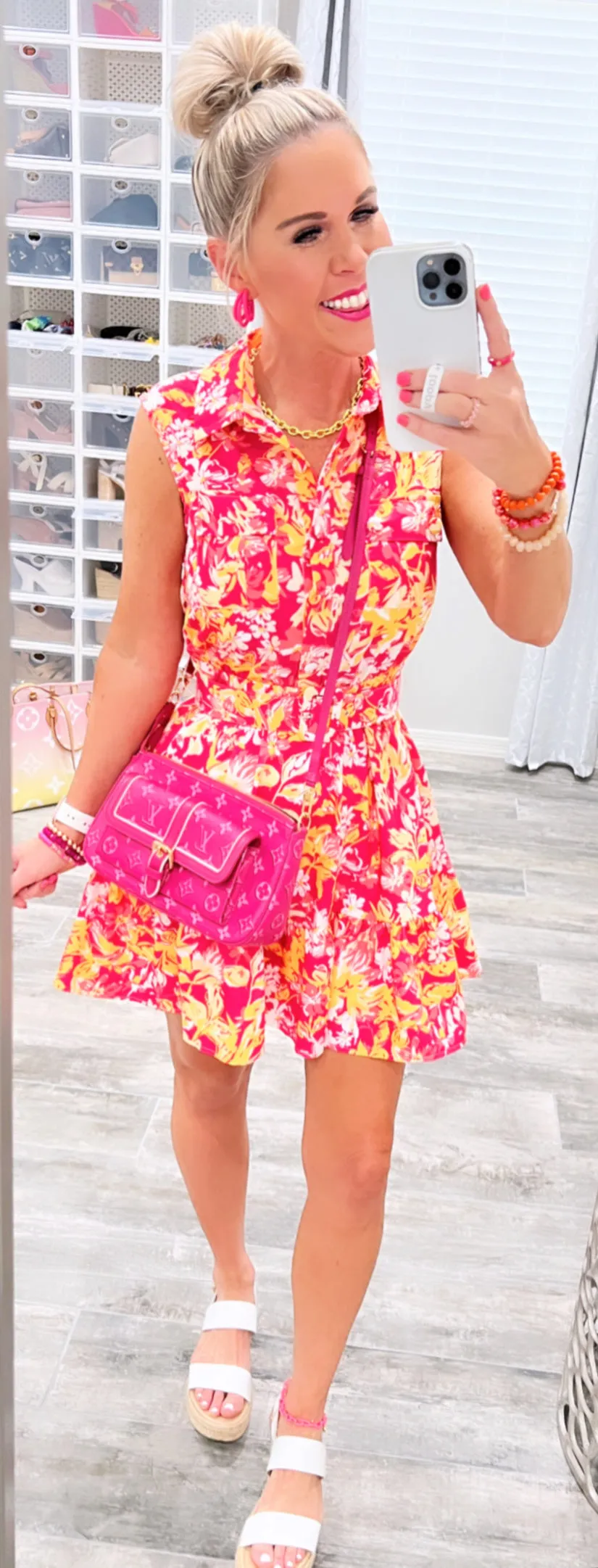 Keep Blooming Multi Floral Print Dress - Pink