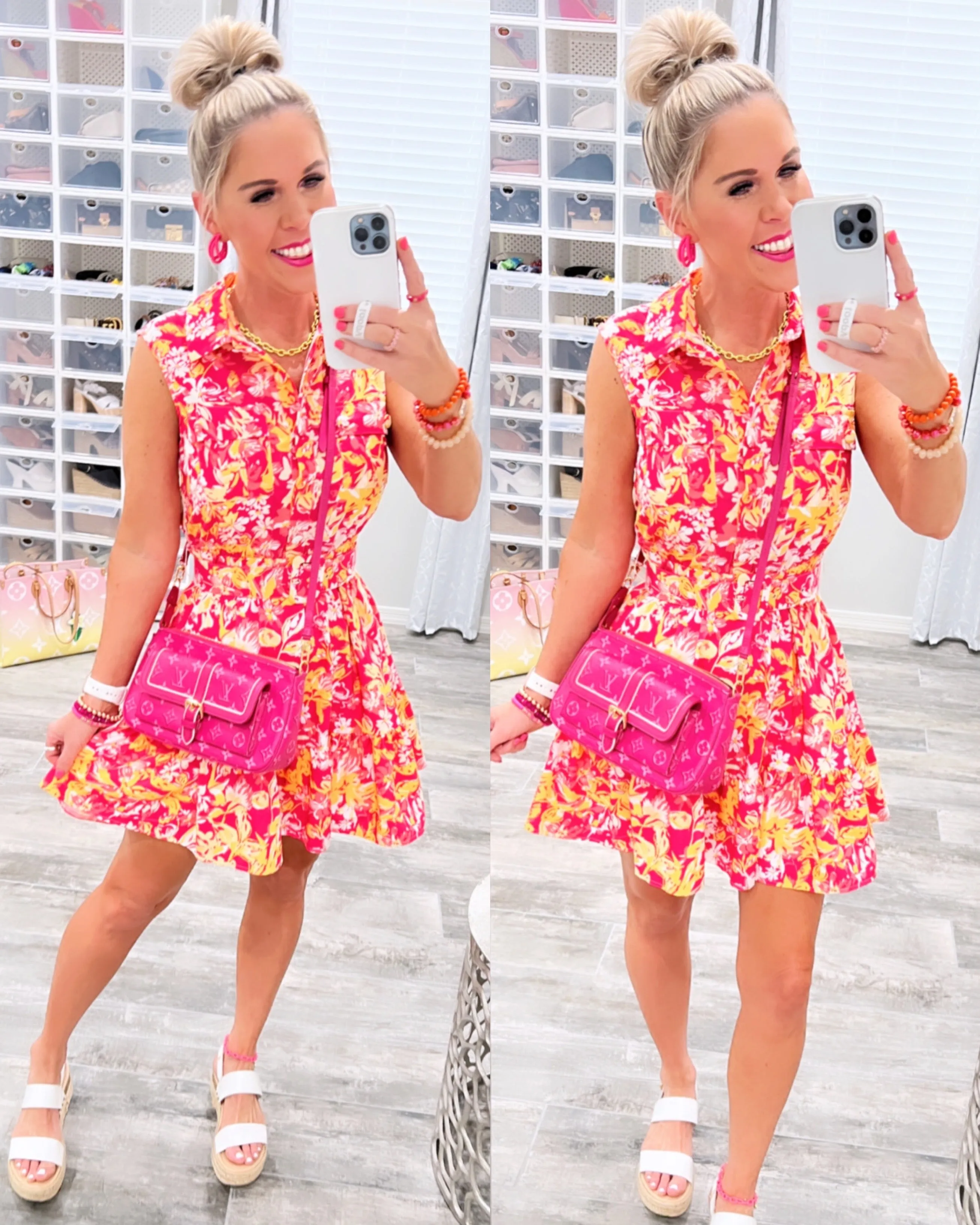 Keep Blooming Multi Floral Print Dress - Pink