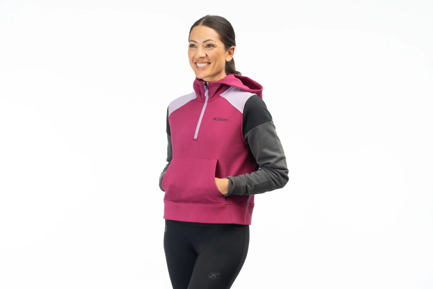 KLIM Womens Huntley Pullover 1/4 Zip Crop Hoodie