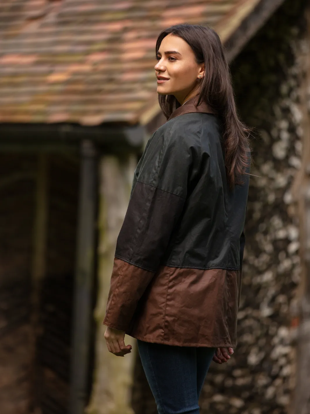 Ladies Landowner Tri-Colour Wax Walking Jacket - Forest