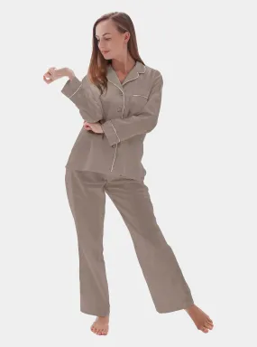 Latte Satin Cotton Long Pyjama Set