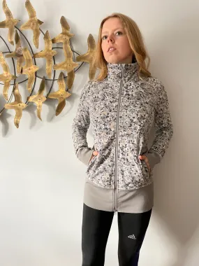 Lululemon Grey Beige Dotted InStill Workout Zipper Jacket - Size 8