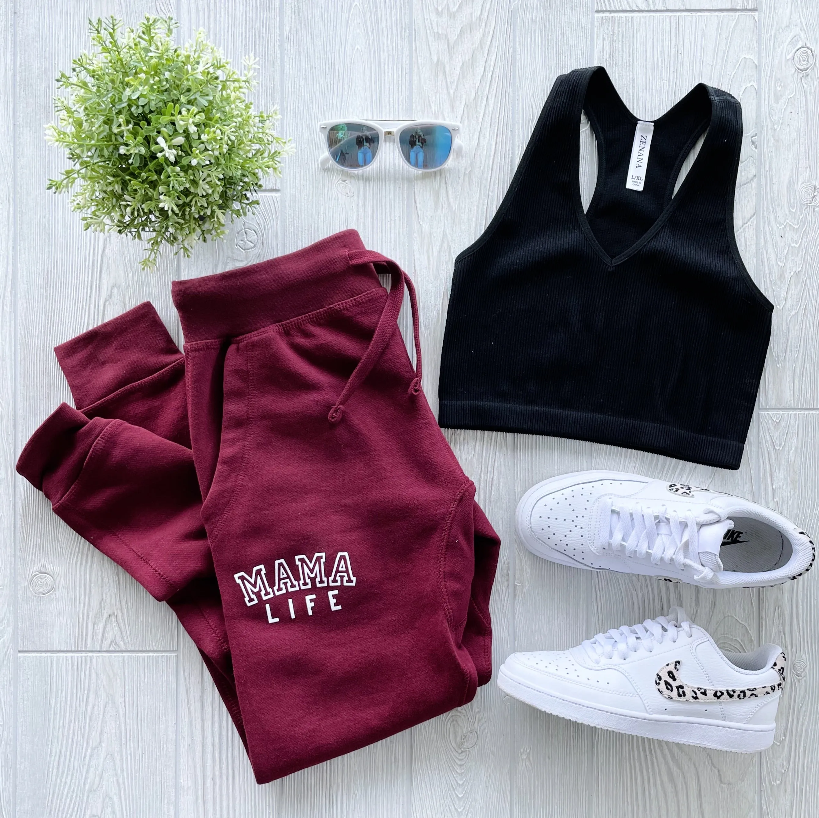 Mama Life • Maroon Joggers