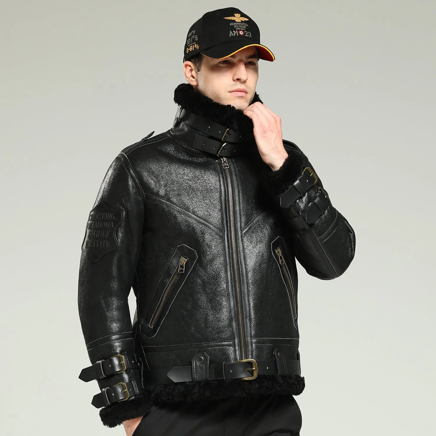 Men's  Black B-3 Sheepskin Jacket