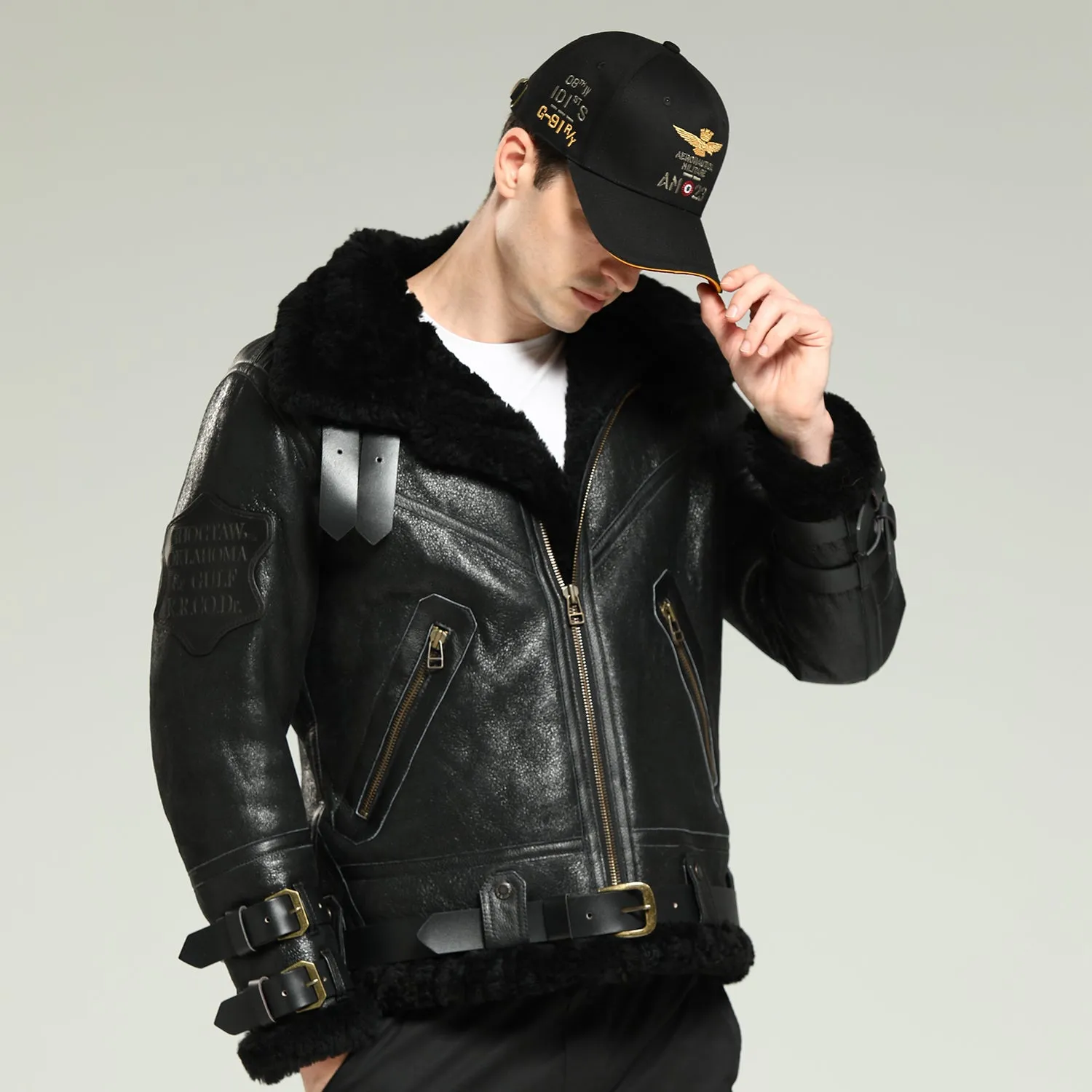 Men's  Black B-3 Sheepskin Jacket