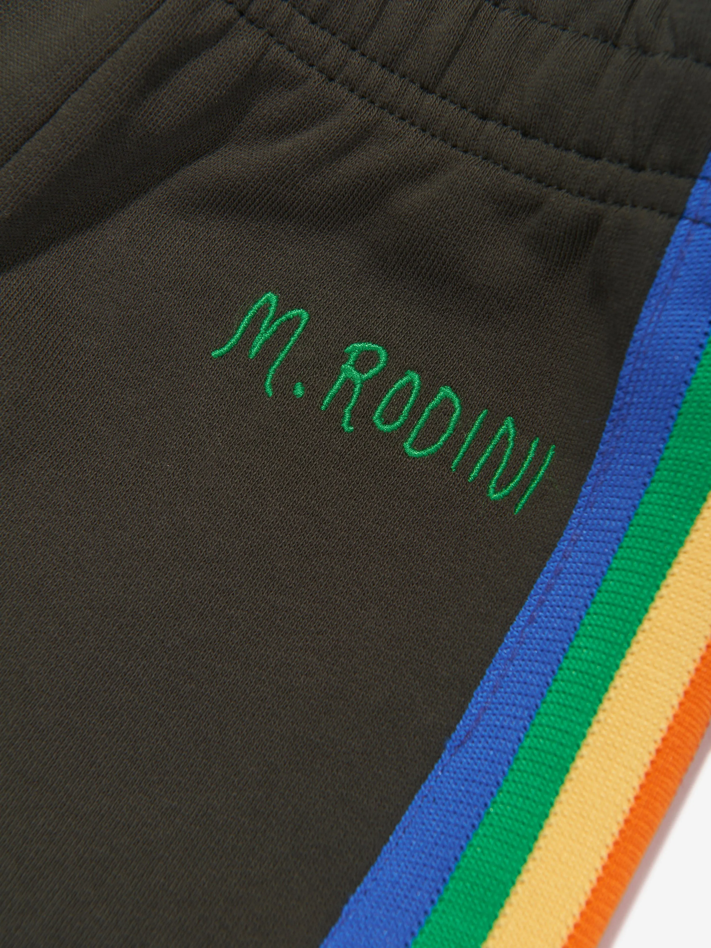 Mini Rodini Kids Rainbow Stripe Joggers in Black